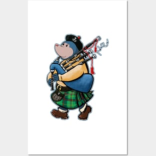 Scottish Mole Of Kintyre Marches With Bagpipes Posters and Art